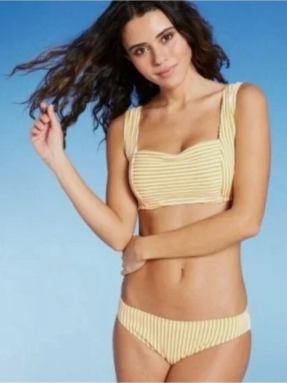 Shade & Shore Yellow Striped Bikini Set